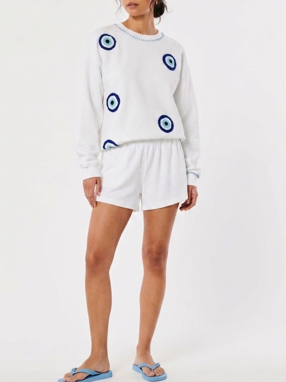 Evil Eye White Sweatshirt Size XL